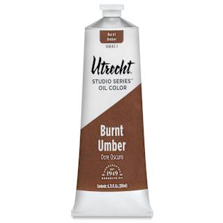 Utrecht Studio Series Oil Paint - Burnt Umber, 200 ml tube