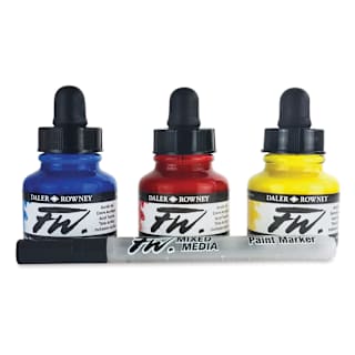 Daler-Rowney FWd Acrylic Water-Resistant Artists Ink - 1 oz, Starter Colors, Set of 3