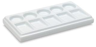 Richeson Rectangular Porcelain Palette - 3 3/4" x 3/4" x 7", 10 Wells, Rectangular
