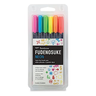 Tombow Fudenosuke Brush Pens - Set of 6, Neon Colors