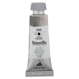 Maimeri Blu Artist Watercolor - Ivory Black, 12 ml Tube