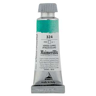 Maimeri Blu Artist Watercolor - Cupric Green Phthalo Deep, 12 ml Tube