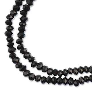 John Bead Crystal Lane Rondelle Bead Strands - Black, Opaque, 7"