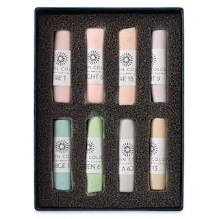 Unison Handmade Pastel Set - Light Colors, Set of 8, Full Stick