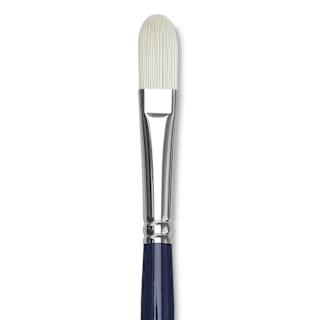 Silver Brush Bristlon Stiff White Synthetic Brush - Filbert, Size 8