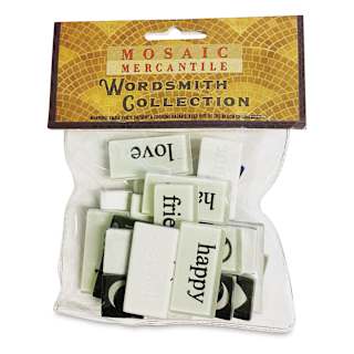 Mosaic Mercantile Word Tiles - Black/White, Package of 30