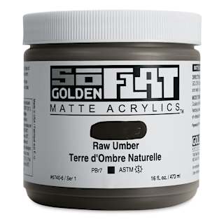 Golden SoFlat Matte Acrylic Paint - Raw Umber, 473 ml, Jar
