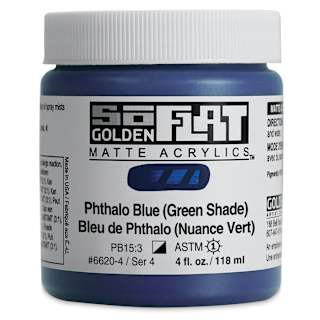 Golden SoFlat Matte Acrylic Paint - Phthalo Blue (Green Shade), 118 ml, Jar