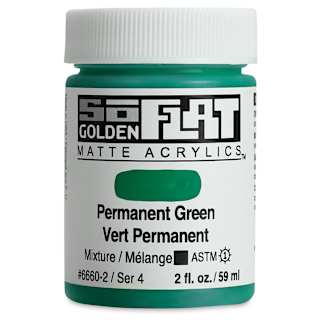 Golden SoFlat Matte Acrylic Paint - Permanent Green, 59 ml, Jar