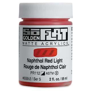 Golden SoFlat Matte Acrylic Paint - Naphthol Red Light, 59 ml, Jar