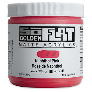 Golden SoFlat Matte Acrylic Paint - Naphthol Pink, 473 ml, Jar