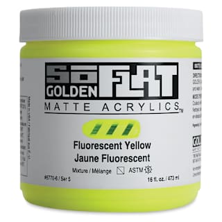 Golden SoFlat Matte Acrylic Paint - Fluorescent Yellow, 473 ml, Jar