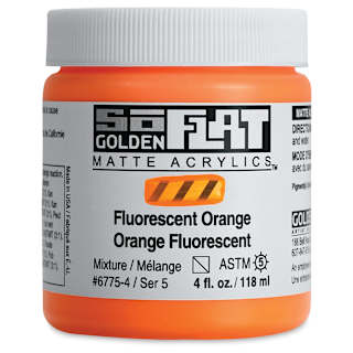 Golden SoFlat Matte Acrylic Paint - Fluorescent Orange, 118 ml, Jar