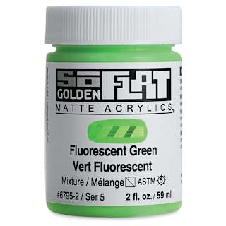 Golden SoFlat Matte Acrylic Paint - Fluorescent Green, 59 ml, Jar
