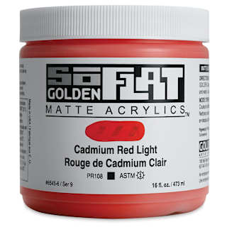 Golden SoFlat Matte Acrylic Paint - Cadmium Red Light, 473 ml, Jar