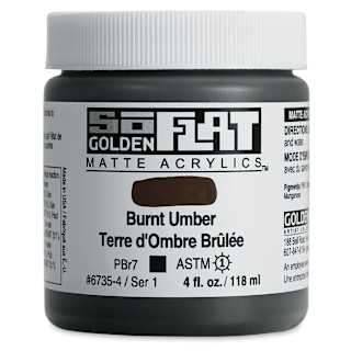 Golden SoFlat Matte Acrylic Paint - Burnt Umber, 118 ml, Jar
