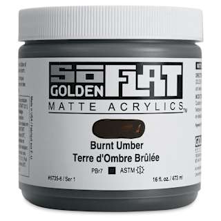 Golden SoFlat Matte Acrylic Paint - Burnt Umber, 473 ml, Jar