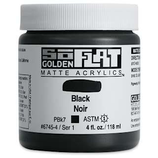 Golden SoFlat Matte Acrylic Paint - Black, 118 ml, Jar