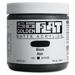 Golden SoFlat Matte Acrylic Paint - Black, 473 ml, Jar