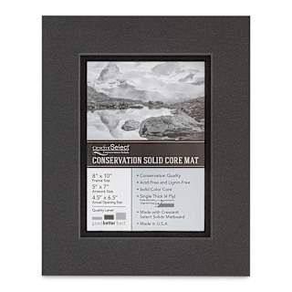 Crescent Select Conservation Solids Pre-Cut Double Mat - Dark Gray/Deep Black, 4 ply, 8" x 10"
