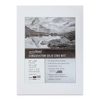 Crescent Select Conservation Solids Pre-Cut Mat - Vivid White, 8 ply, 18" x 24"