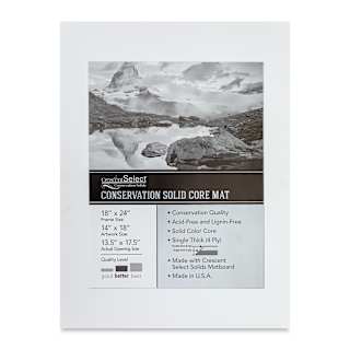 Crescent Select Conservation Solids Pre-Cut Mat - Vivid White, 4 ply, 18" x 24"