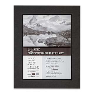 Crescent Select Conservation Solids Pre-Cut Double Mat - Dark Gray/Deep Black, 4 ply, 16" x 20"