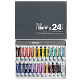 Holbein Artists' Gouache - Set of 24, Assorted Colors, 15 ml Tubes