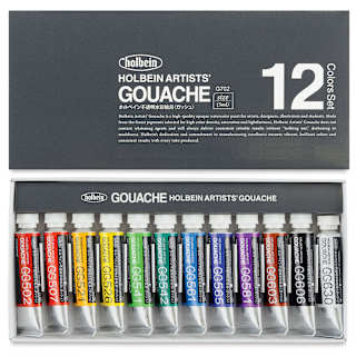 Holbein Artists' Gouache - Set of 12, Assorted Colors, 5 ml Tubes