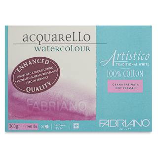 Fabriano Artistico Enhanced Watercolor Block - Traditional White, Hot Press, 10" x 14"