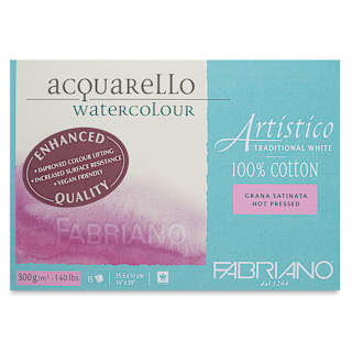 Fabriano Artistico Enhanced Watercolor Block - Traditional White, Hot Press, 14" x 20"