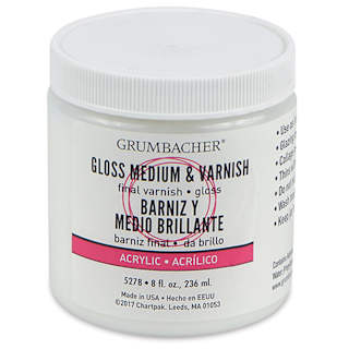 Grumbacher Artists' Acrylic Gloss Medium and Varnish - 8 oz jar