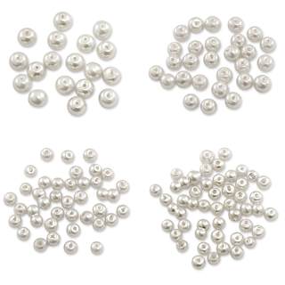 Craft Medley Pearl Glass Beads - White, Package of 135