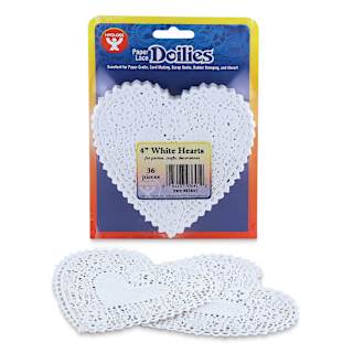 Hygloss Paper Doilies - White, Heart, 4", Pkg of 36