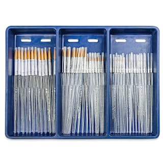 Royal Langnickel Clear Choice Brush Set - Golden Taklon, Round, Set of 60, Short Handle