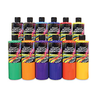 Chromacryl Acrylic Essentials - Set of 12, Assorted Colors, 500 ml
