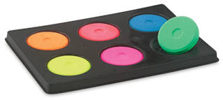Richeson Tempera Cakes - Set of 6 with Tray, Fluorescent Colors, Mini Cakes