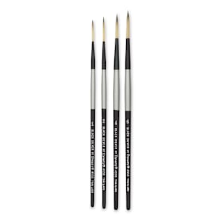 Dynasty Black Silver Synthetic Brushes - Set 4, Pkg of 4