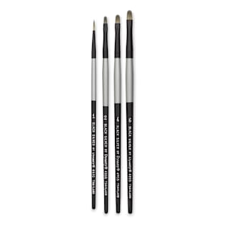 Dynasty Black Silver Synthetic Brushes - Set 3, Pkg of 4