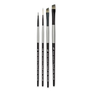 Dynasty Black Silver Synthetic Brushes - Set 2, Pkg of 4