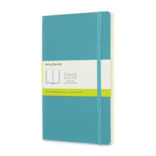 Moleskine Classic Soft Cover Notebook - Reef Blue, Blank, 8-1/4" x 5"