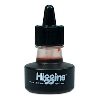 Higgins Dye-Based Drawing Ink - 1 oz, Red Orange, Non-Waterproof, Dye-Based Ink