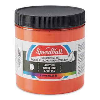 Speedball Permanent Acrylic Screen Printing Ink - Orange, 8 oz