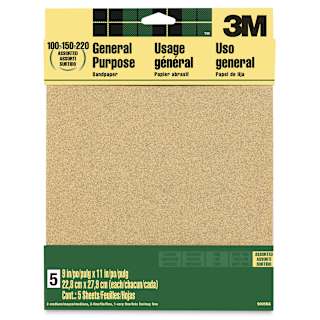 3M General Purpose Sandpaper - Pkg of 5, Assorted Grit, 9" x 11"