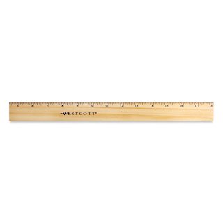 Westcott Ruler with Single Metal Edge - , 18", Wood with Single Metal Edge