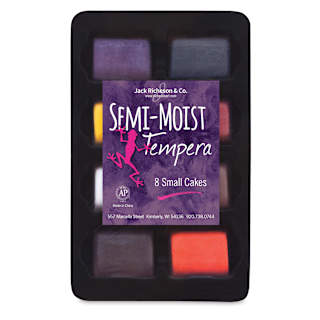 Richeson Semi-Moist Tempera Cake - 8 Color Small Square Set w/tray