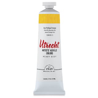 Utrecht Artists' Acrylic Paint - Azo Yellow Orange, 2 oz tube