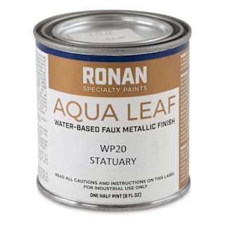 Ronan Aqua Leaf Water-Based Faux Metallic Color - Statuary, 1/2 Pint