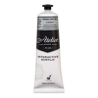 Chroma Atelier Interactive Artists' Acrylics - Toning Gray Mid, 80 ml tube