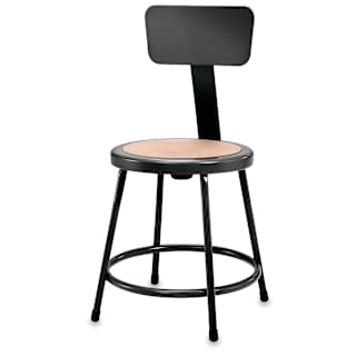 National Public Seating Corp. Fixed Height Stool -  24", with Backrest, Black